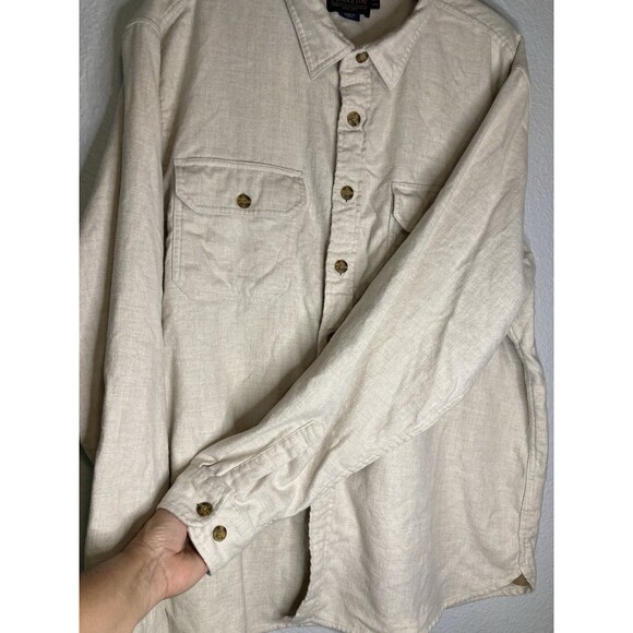 Pendleton Burnside Flannel Button Shirt XXL Long Sleeve Cotton 2X Cream Tan - Picture 5 of 11